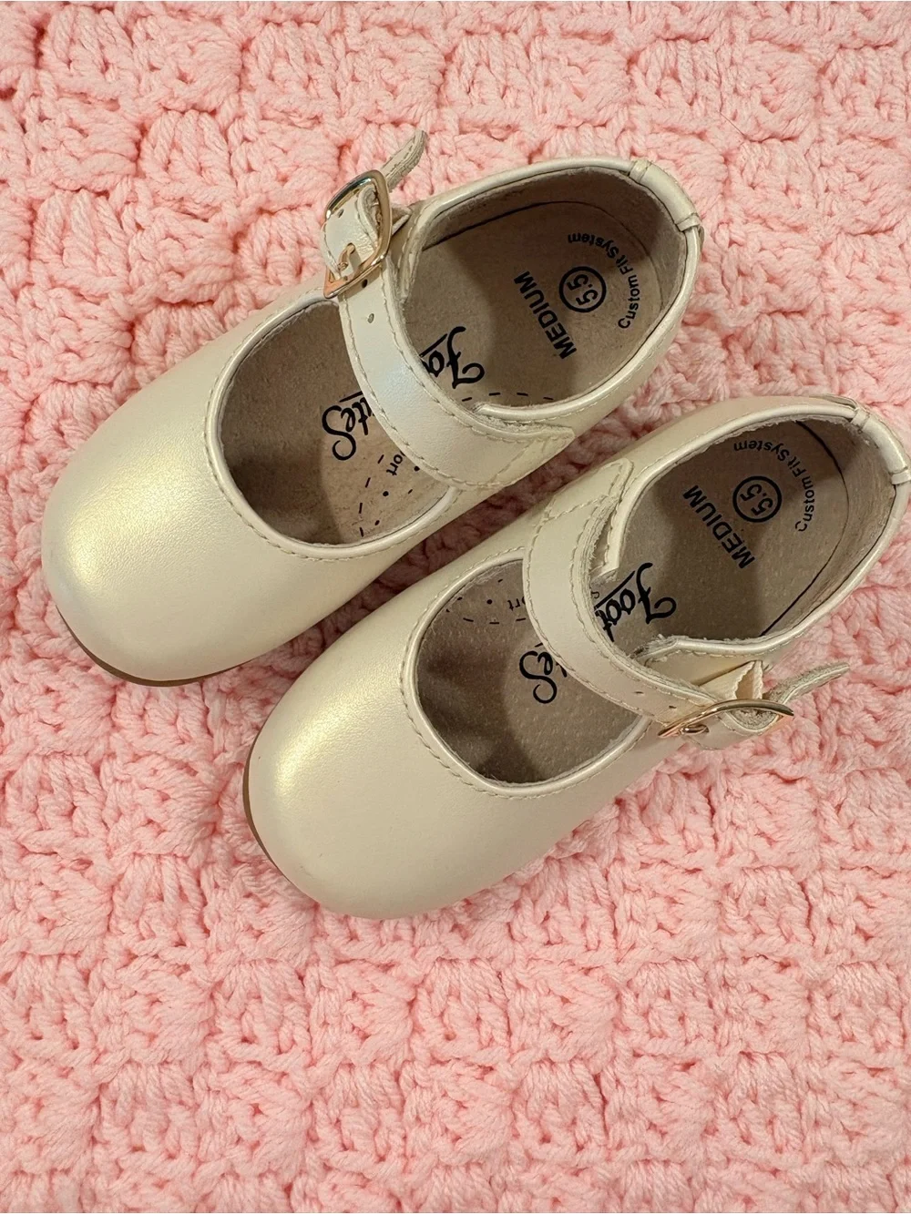 Footmates “Laura” Mary Jane Dress Shoes in Pearl White (heirloom color)